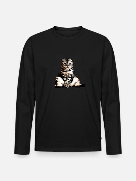 Chats, chat assis, chat - T-shirt manches longues Premium bio Homme - noir