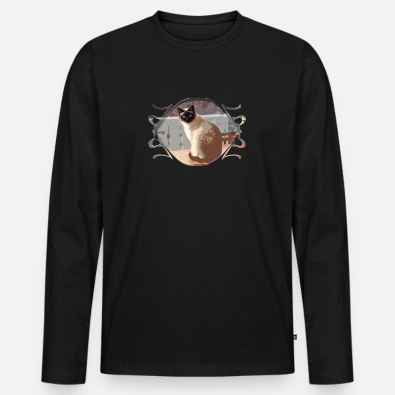 Katze, Katzen, cat - Männer Premium Bio Langarmshirt - Schwarz