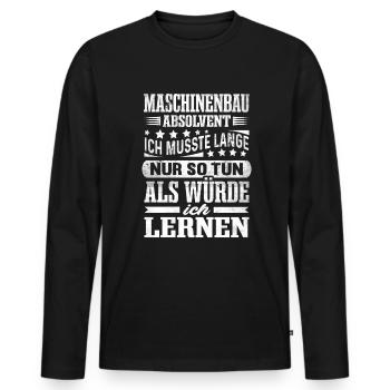 Maschinenbau Absolvent Studenten Abschluss - Männer Premium Bio Langarmshirt - Schwarz - Vorne - Nico (187cm)