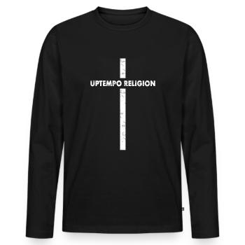 Uptempo - Rave - Hardstyle - Gabber - Cadeau - T-shirt manches longues Premium bio Homme - noir - Devant - Nico (187cm)