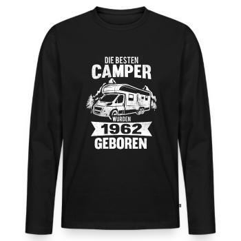 60. Geburtstag Camper 1962 Jahrgang 60 Jahre - Männer Premium Bio Langarmshirt - Schwarz - Vorne - Nico (187cm)