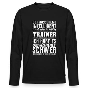 Trainer Fitnesstrainer Sportlehrer Lustig Coach - Männer Premium Bio Langarmshirt - Schwarz - Vorne - Nico (187cm)