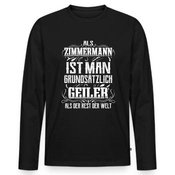 Zimmermann Handwerker Meister Zimmerer - Männer Premium Bio Langarmshirt - Schwarz - Vorne - Nico (187cm)