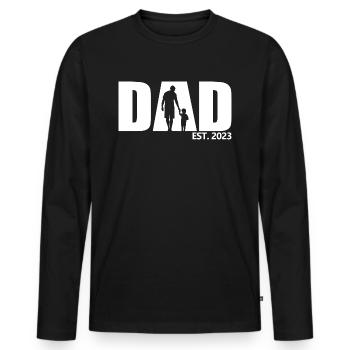 2023, Dad To Be, Schwangerschaftsankündigung - Männer Premium Bio Langarmshirt - Schwarz - Vorne - Nico (187cm)