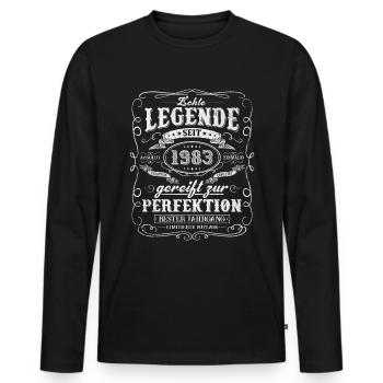 Legende seit 1983 - Männer Premium Bio Langarmshirt - Schwarz - Vorne - Nico (187cm)