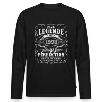 Legende seit 1998 - Männer Premium Bio Langarmshirt - Schwarz - Vorne - Nico (187cm)