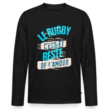 le rugby c'est, et reste de l'amour - T-shirt manches longues Premium bio Homme - noir - Devant - Nico (187cm)