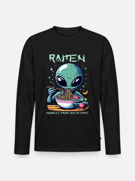 Outer Space Ramen Alien Noodles - Men's Premium Organic Long Sleeve Shirt - black