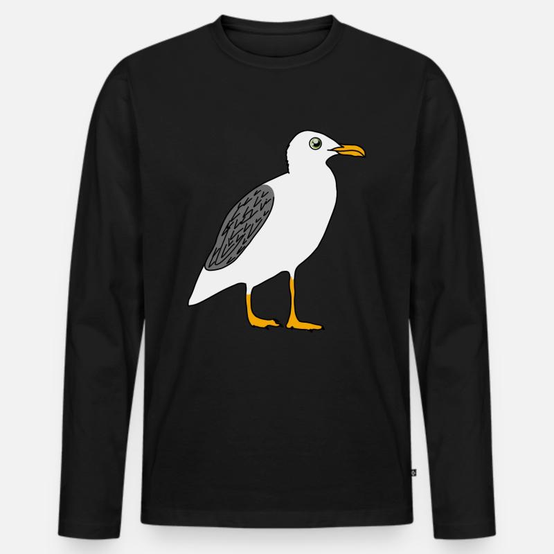 Möwe - Männer Premium Bio Langarmshirt - Schwarz