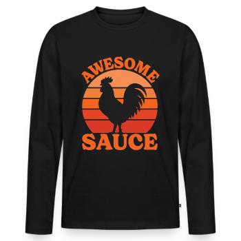 Rooster Joke Humor Cocktail Sauce - Men's Premium Organic Long Sleeve Shirt - black - Front - Nico (187cm)