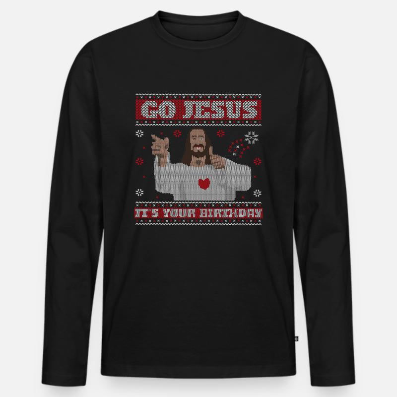 Go Jesus It's Your Birthday - Männer Premium Bio Langarmshirt - Schwarz