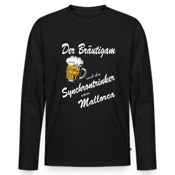 Junggesellenabschied JGA Synchrontrinker Mallorca - Männer Premium Bio Langarmshirt - Schwarz - Vorne - Nico (187cm)