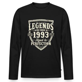 Les légendes sont nées en millésime 1993 - T-shirt manches longues Premium bio Homme - noir - Devant - Nico (187cm)