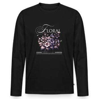 Florales Blumendesign elegant - Männer Premium Bio Langarmshirt - Schwarz - Vorne - Nico (187cm)