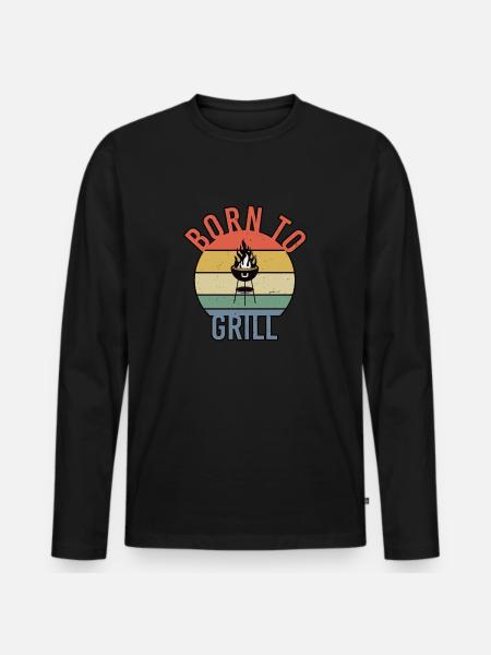 Born to Grill Retro - Men's Premium Organic Long Sleeve Shirt - black