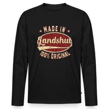 Made in Landshut 100% original Landshut retro - Men's Premium Organic Long Sleeve Shirt - black - Front - Nico (187cm)