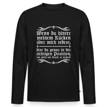 Leck mich | lustige Sprüche, Provokation - Männer Premium Bio Langarmshirt - Schwarz - Vorne - Nico (187cm)