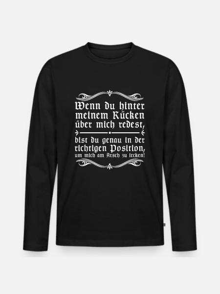 Leck mich | lustige Sprüche, Provokation - Männer Premium Bio Langarmshirt - Schwarz