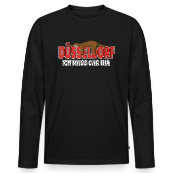 Düsseldorf ich muss gar nix Faultier Heimat - Männer Premium Bio Langarmshirt - Schwarz - Vorne - Nico (187cm)
