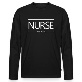 Nurse Est. 2023 Graduation Nursing Student Gift - Men's Premium Organic Long Sleeve Shirt - black - Front - Nico (187cm)