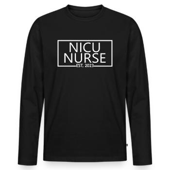NICU Nurse Est. 2023 Neonatal Intensivpflege - Männer Premium Bio Langarmshirt - Schwarz - Vorne - Nico (187cm)