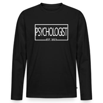 Psychologue Est. 2023 Diplôme Psychologie Cadeau - T-shirt manches longues Premium bio Homme - noir - Devant - Nico (187cm)