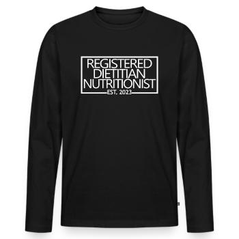 Diététiste Nutritionniste Est. 2023 - T-shirt manches longues Premium bio Homme - noir - Devant - Nico (187cm)