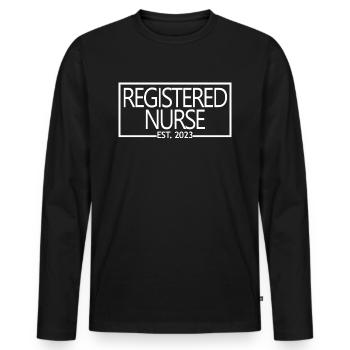 Registered Nurse Est. 2023 Graduated Nursing Gift - Men's Premium Organic Long Sleeve Shirt - black - Front - Nico (187cm)