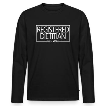 Diététiste professionnelle Est. 2023 Diététiste diplômée - T-shirt manches longues Premium bio Homme - noir - Devant - Nico (187cm)