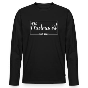 Pharmacien Est. 2023 Étudiant diplômé en pharmacie - T-shirt manches longues Premium bio Homme - noir - Devant - Nico (187cm)