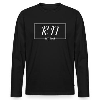 RN Est. 2023 Graduation Étudiante autorisée en soins infirmiers - T-shirt manches longues Premium bio Homme - noir - Devant - Nico (187cm)
