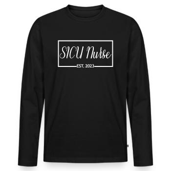 SICU Nurse Est. 2023 Étudiante en soins infirmiers diplômée - T-shirt manches longues Premium bio Homme - noir - Devant - Nico (187cm)