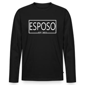 Esposo Est. 2022 Fiançailles pour le mariage du marié - T-shirt manches longues Premium bio Homme - noir - Devant - Nico (187cm)