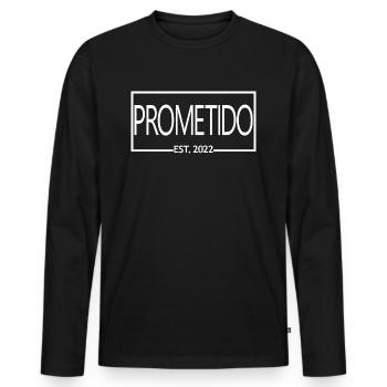Prometido Est. 2022 Fiancé Engagement Groom To Be - T-shirt manches longues Premium bio Homme - noir - Devant - Nico (187cm)