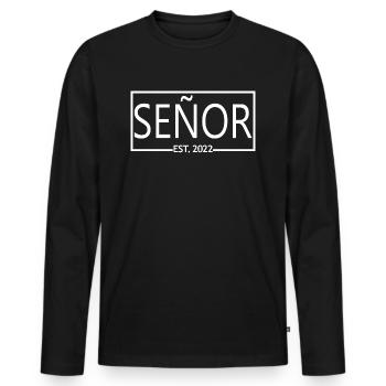 2022 Hochzeitsfeier des Verlobungsbräutigams - Männer Premium Bio Langarmshirt - Schwarz - Vorne - Nico (187cm)