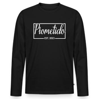 Prometido Est. 2023 Verlobter Verlobter Verlobter Bräutigam zu werden - Männer Premium Bio Langarmshirt - Schwarz - Vorne - Nico (187cm)