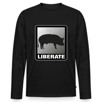 Liberate Vegan Animal Liberation Pig - Men's Premium Organic Long Sleeve Shirt - black - Front - Nico (187cm)