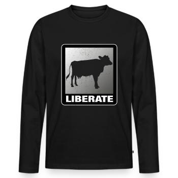 Liberate Vegan Animal Liberation Cow - Men's Premium Organic Long Sleeve Shirt - black - Front - Nico (187cm)