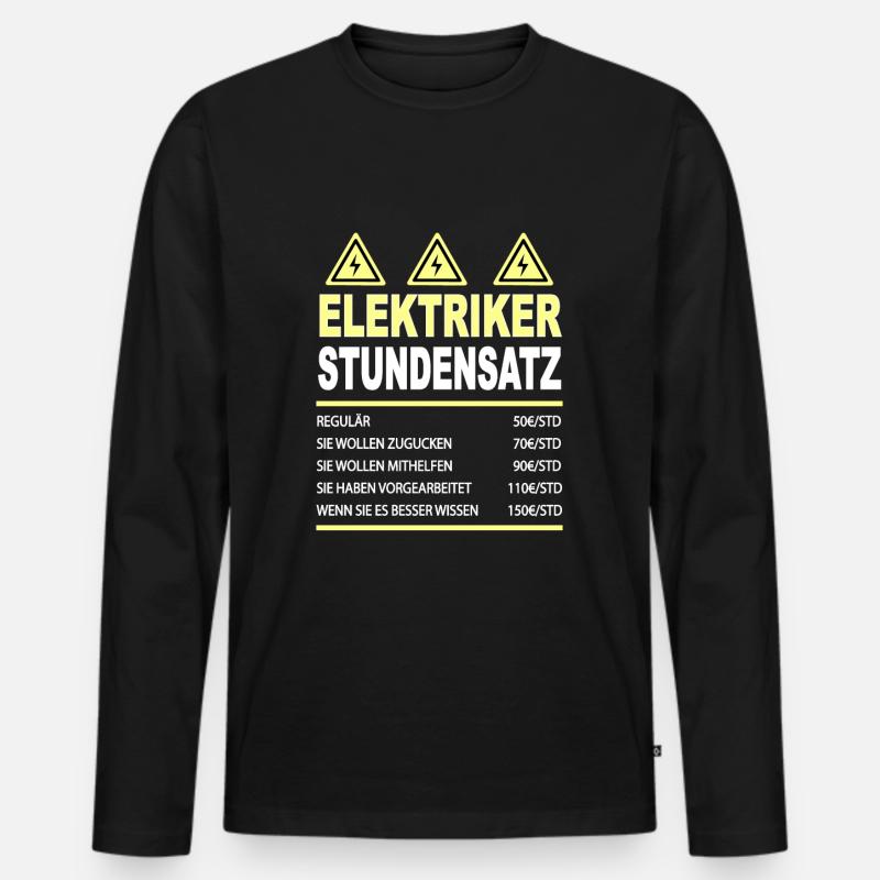 Elektriker Stundensatz Stundenlohn - Männer Premium Bio Langarmshirt - Schwarz