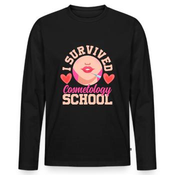I Survived Cosmetology School Beauty Schönheit - Männer Premium Bio Langarmshirt - Schwarz - Vorne - Nico (187cm)