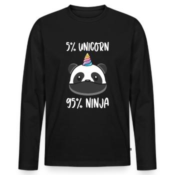 Einhorn Ninja Krieger Einhörner Panda Pandabär - Männer Premium Bio Langarmshirt - Schwarz - Vorne - Nico (187cm)