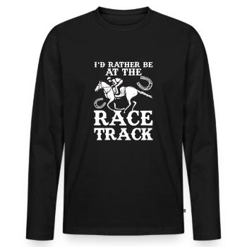 Course de chevaux Rather Race Track cheval de course - T-shirt manches longues Premium bio Homme - noir - Devant - Nico (187cm)