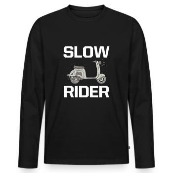 Slow Rider Bike Roller Rollerfahrer Rollerfahren - Männer Premium Bio Langarmshirt - Schwarz - Vorne - Nico (187cm)