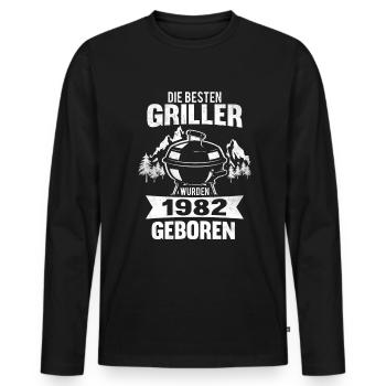 40. Geburtstag Grillmeister 1982 Jahrgang 40 Jahre - Männer Premium Bio Langarmshirt - Schwarz - Vorne - Nico (187cm)