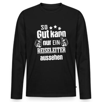 So gut kann nur ein Reiseleiter aussehen - Männer Premium Bio Langarmshirt - Schwarz - Vorne - Nico (187cm)