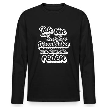 Pizzabäcker Legende Pizzeria Lustig Pizza - Männer Premium Bio Langarmshirt - Schwarz - Vorne - Nico (187cm)