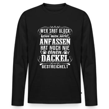 Dackel Hund Glück Lustig Hunde - Männer Premium Bio Langarmshirt - Schwarz - Vorne - Nico (187cm)