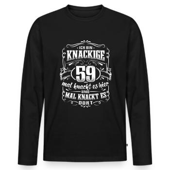 59. Geburtstag Ich bin knackige 59 Jahre - Männer Premium Bio Langarmshirt - Schwarz - Vorne - Nico (187cm)