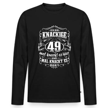 49. Geburtstag Ich bin knackige 49 Jahre - Männer Premium Bio Langarmshirt - Schwarz - Vorne - Nico (187cm)