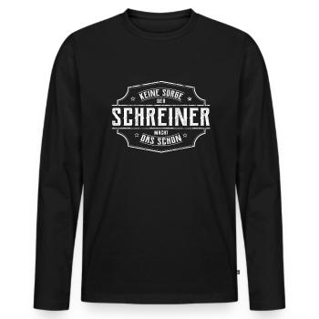 Der Schreiner macht das schon - Männer Premium Bio Langarmshirt - Schwarz - Vorne - Nico (187cm)